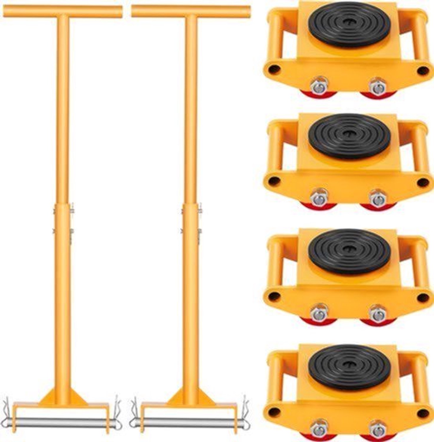 machine skate 4 stuks 6t 6000 kg capaciteit hoog koolstofstaal pu wielen industrieel verplaatsingsapparaat