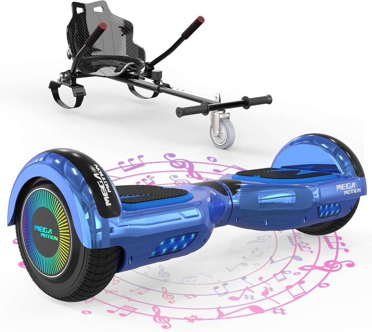 megamotion hoverboard ao3s kt 6 5 inch hoverboard met kart dubbele motor 4 0ah accu bluetooth speaker maximaal draaggewicht 100 kg