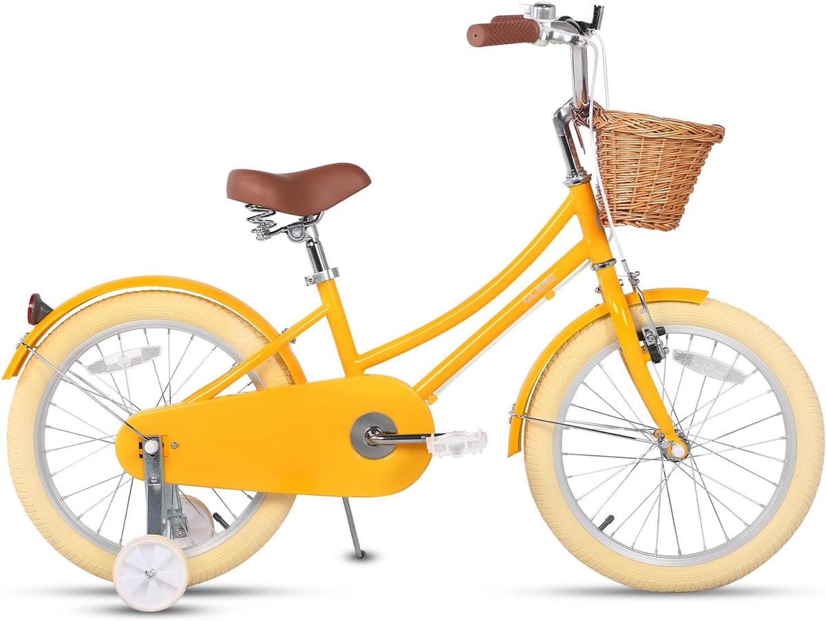 Meisjesfiets Met Mand voor Kinderen van 3-10 Jaar, 12 14 16 18 20 Inch Met Bel en Stabilisatoren, Diverse Kleuren Loopfiets kopen online