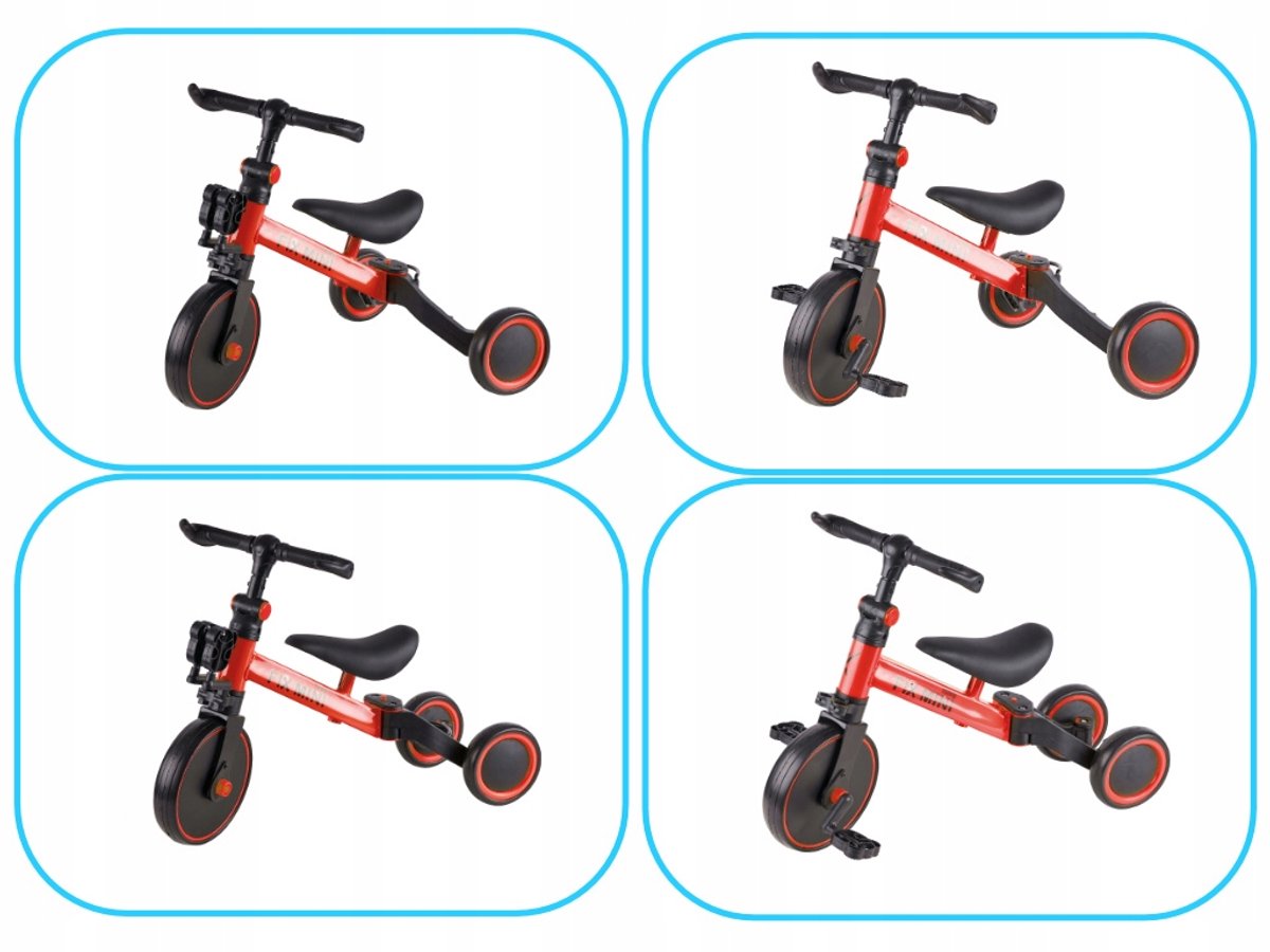 merkloos loopfiets 3 in 1 rood voor kinderen 18 maanden 4 jaar
