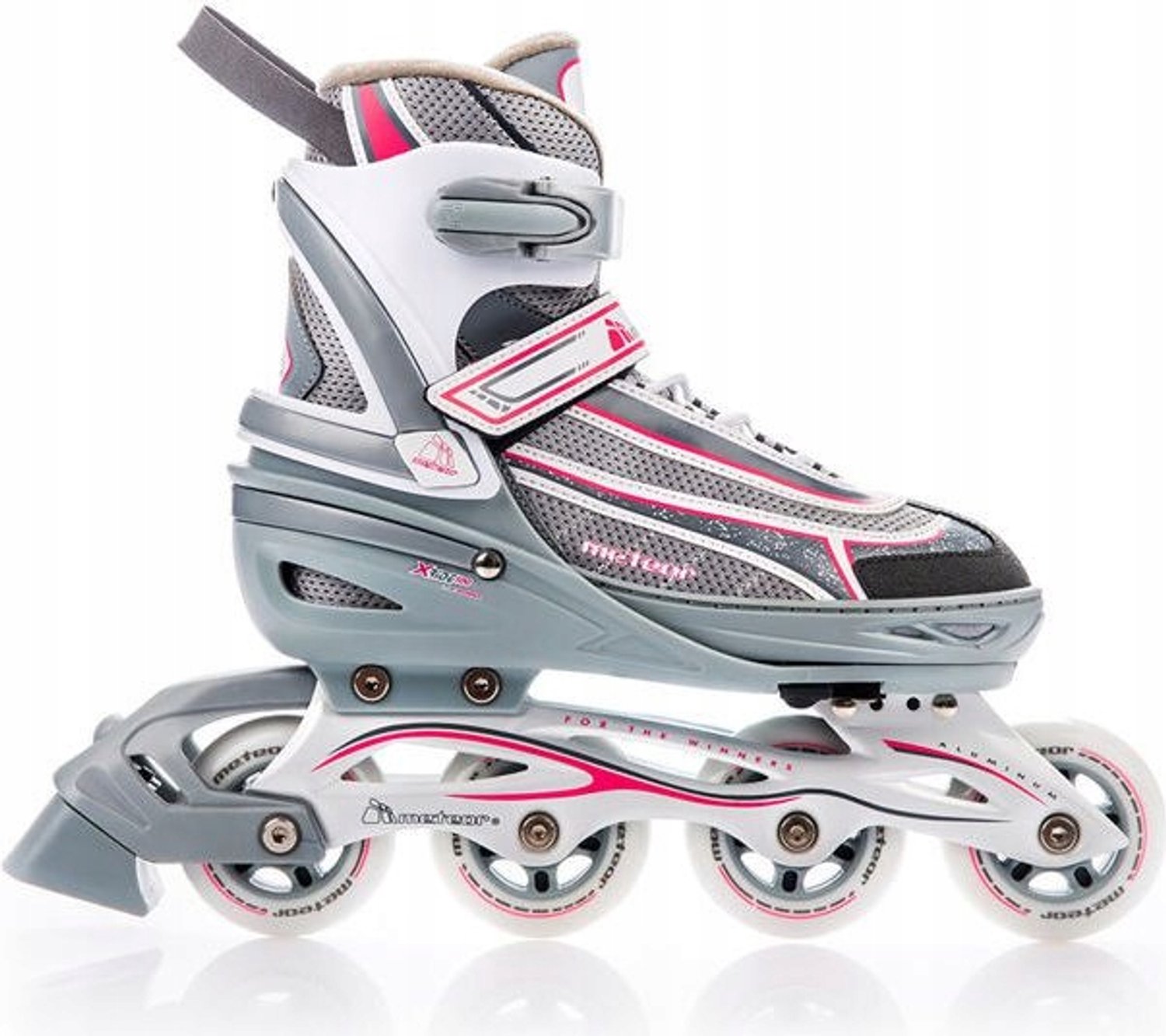 Meteor XRide 100 Kinder rolschaatsen grijs roze maat S (31-34) Rolschaatsen kopen online