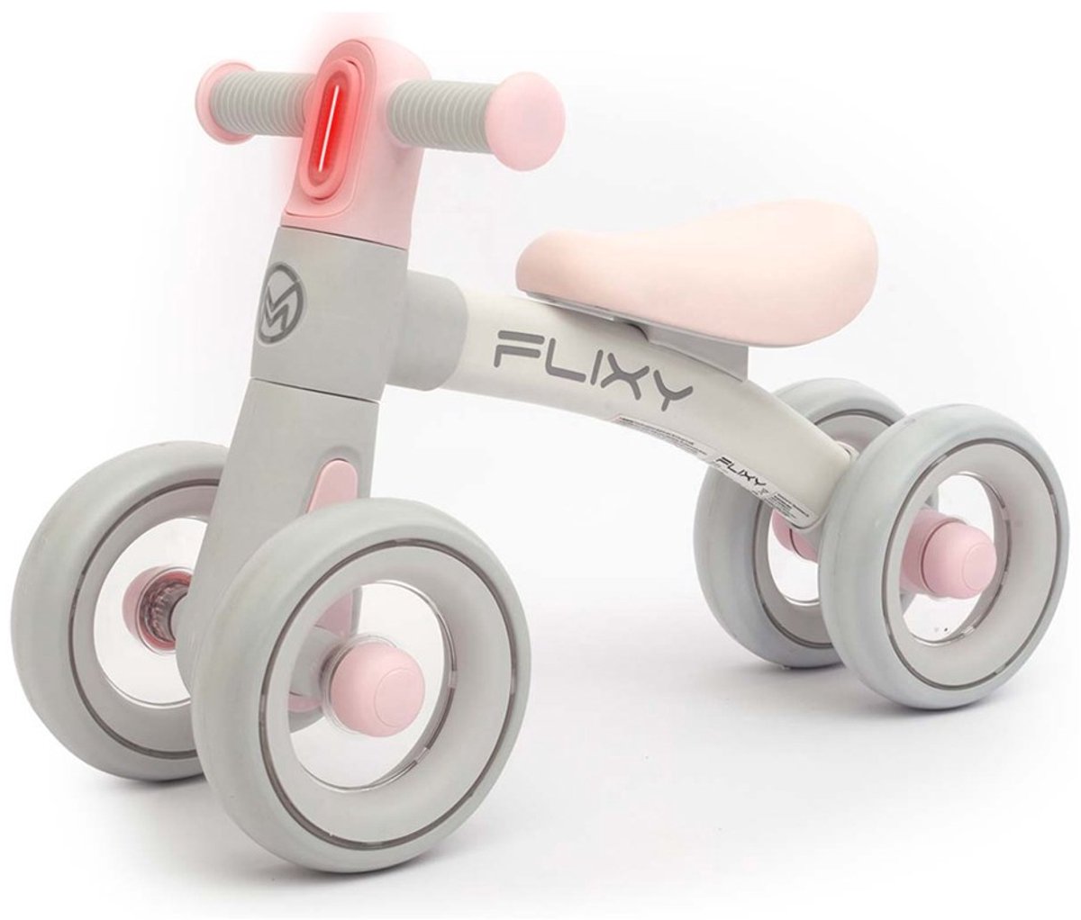 milly mally flixy loopfiets met led licht roze loopauto