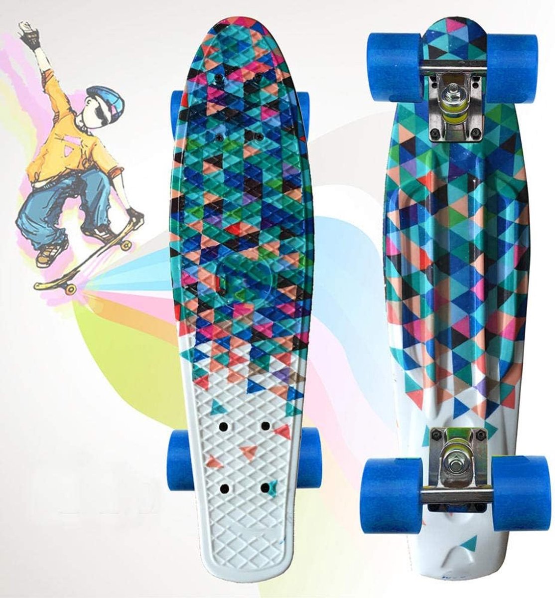 mini cruiser skateboard compleet board buiten sporten milieuvriendelijk pp deck 56x15 cm blauw