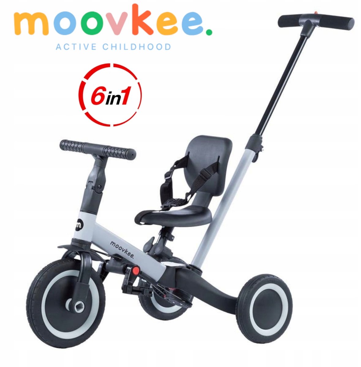 Moovkee Mike 6-in-1 Loopfiets/Driewieler - Grijs Driewieler kopen online