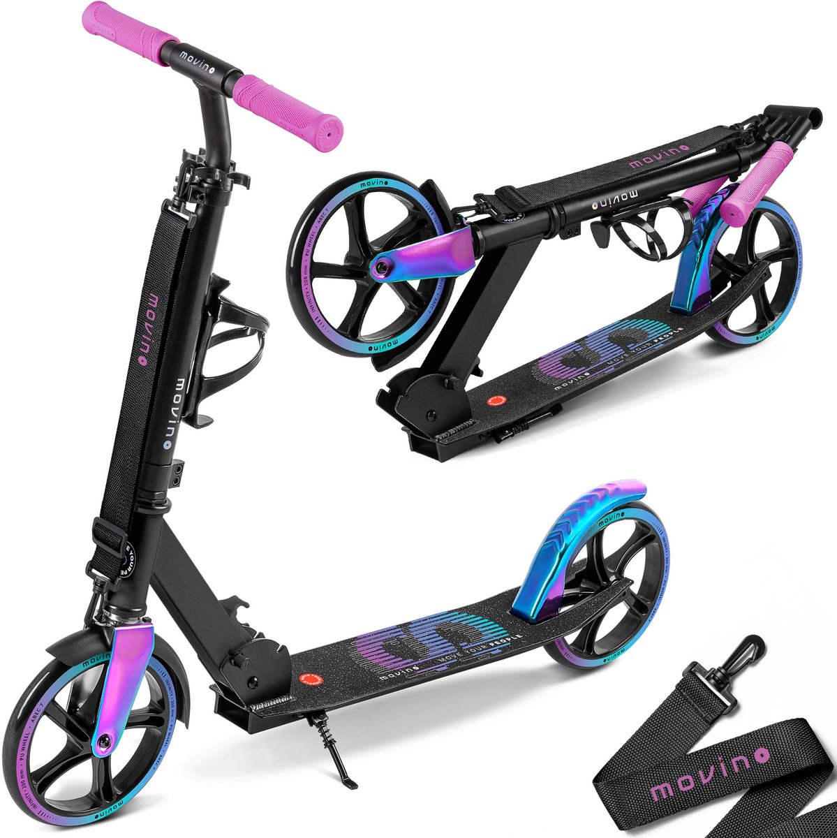 movino infinity step zwart neochroom voor jongens en meisjes lagers abec 7 drie instelbare hoogte opties draagkracht tot 100 kg
