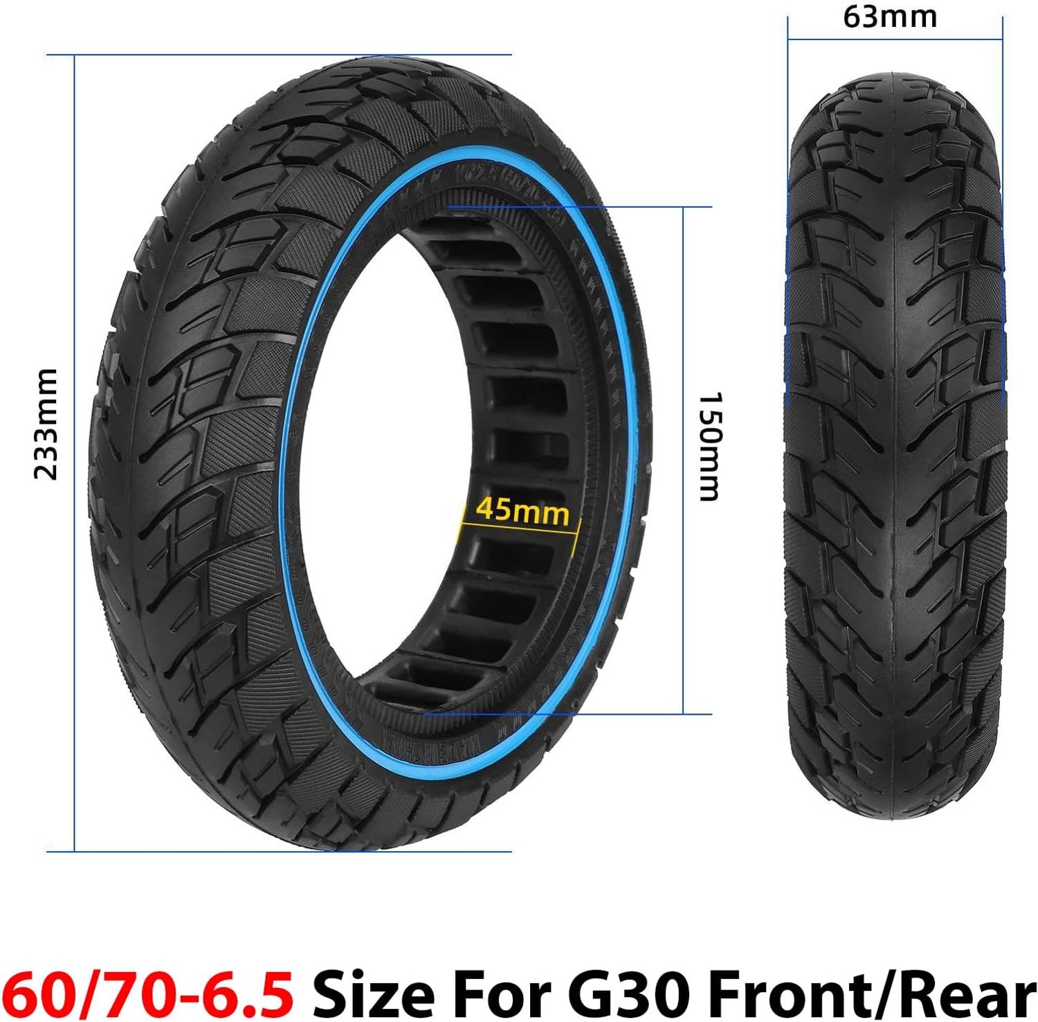 myBESTscooter - 10 inch solid tires 60/65-6.9 60/65-6.5 for Segway Ninebot G30 Max G2 G65 Electric Scooter Rim Rubber - ShopVlot Buitenspeelvoertuigaccessoire kopen online