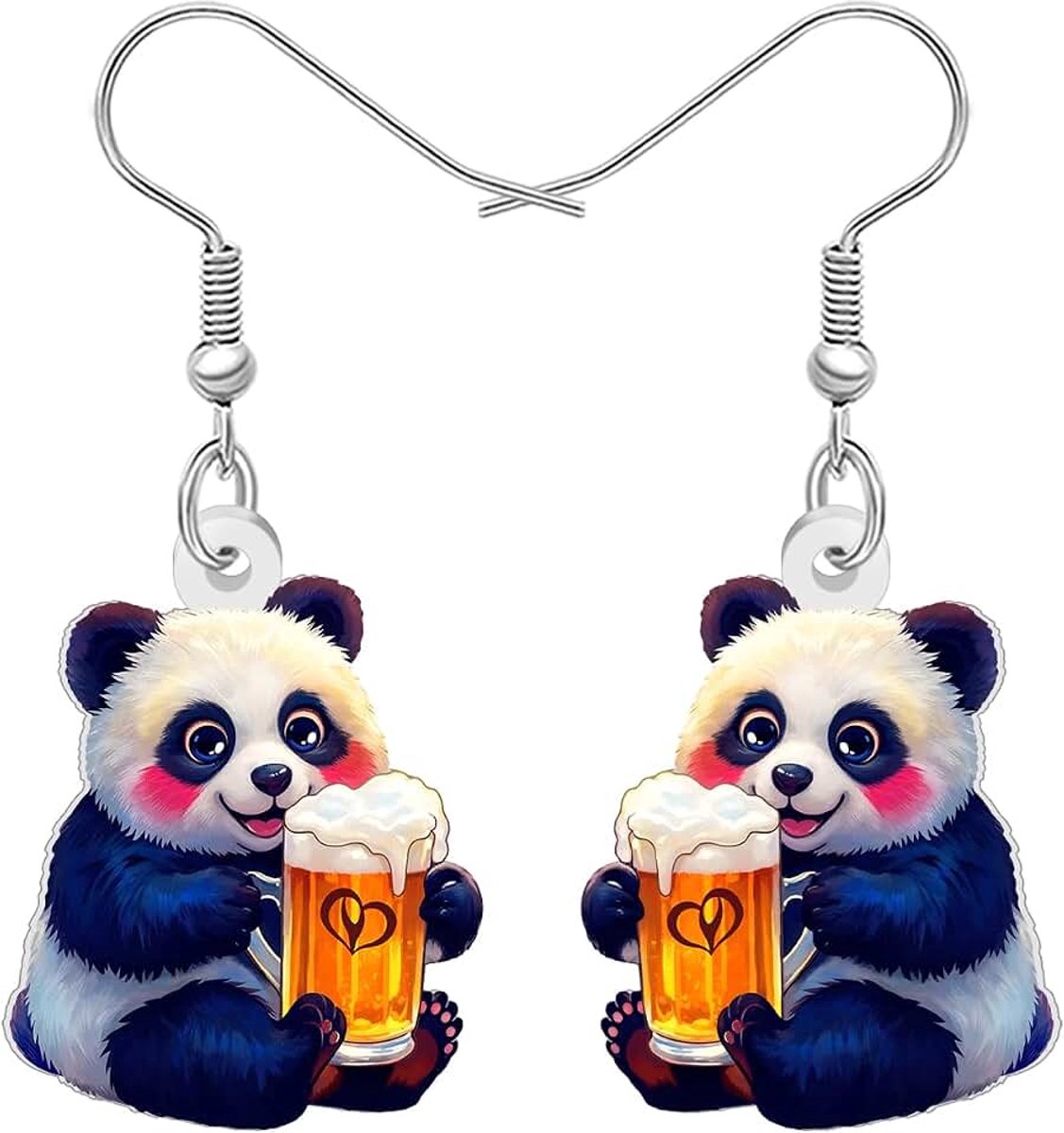 oktoberfest panda bier mok bengelen oorbellen outfits geschenken voor vrouwen acryl duitse feestelijke cartoon dier ontwerp unieke sieraden voor bier liefhebbers accessoires