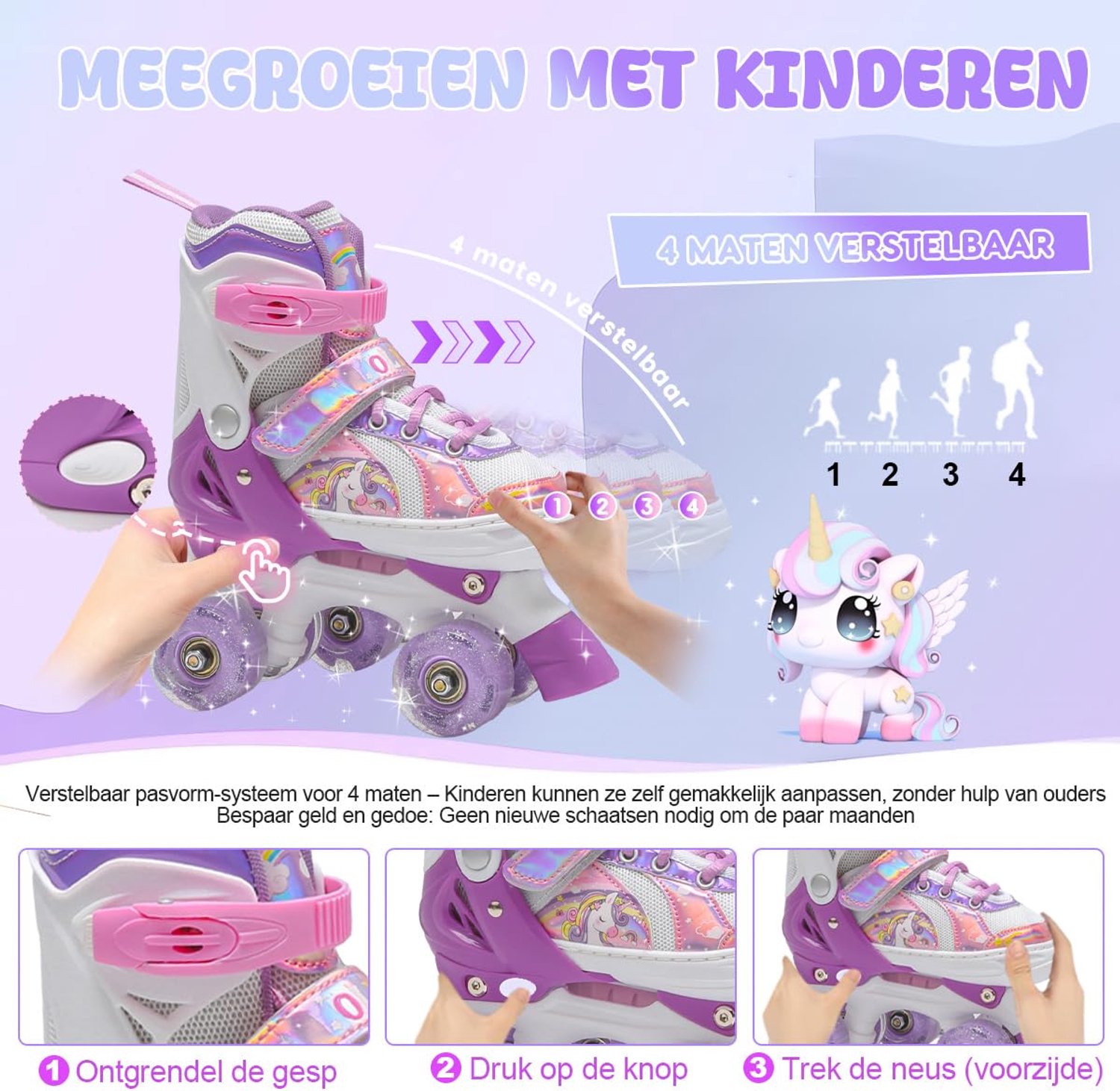 olyspm rolschaatsen voor kinderen met 8 lichtgevende wielen 4 maten verstelbare rolschaatsen voor shopvlot