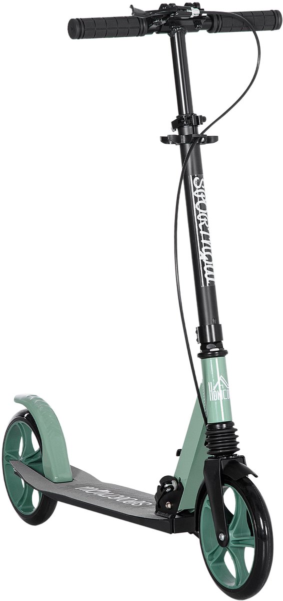 Opvouwbare step voor jongeren en volwassenen, 14 jaar, verstelbaar stuur, groen | Schokdemper, dubbele rem, grote wielen van 20 cm, aluminium Step kopen online