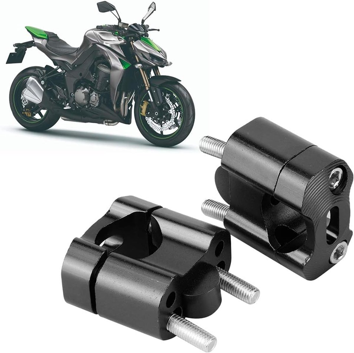 Paar 22mm/28mm 1/8in 7/8in Motorfiets Stuur Mount Klemmen Riser Adapter Stuur Riser 28mm Klem Motorfiets CNC Aluminium(zwart) Driewieler kopen online