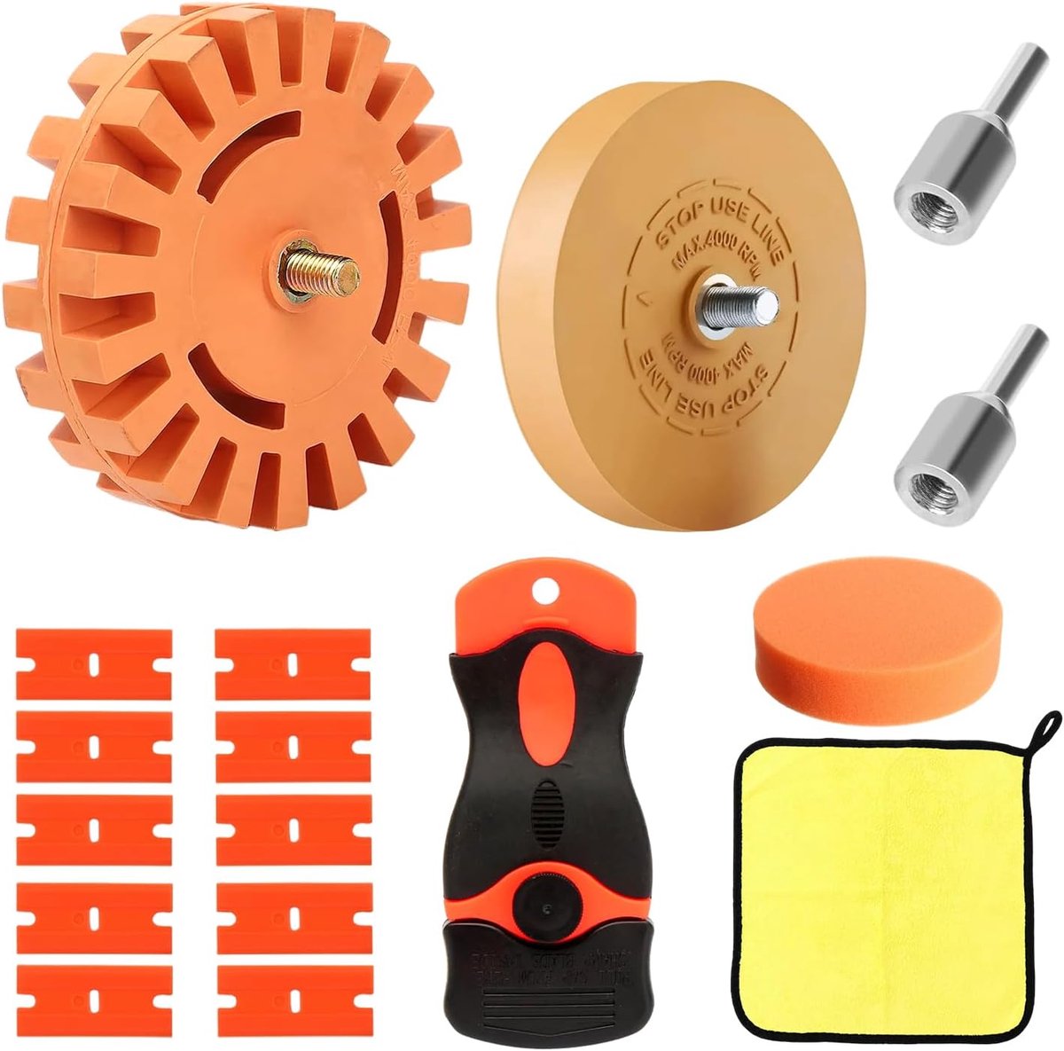 pack of 2 foil eraser rubber disc cordless screwdriver with adapter adhesive removal knife and 10 plastic blades shopvlot