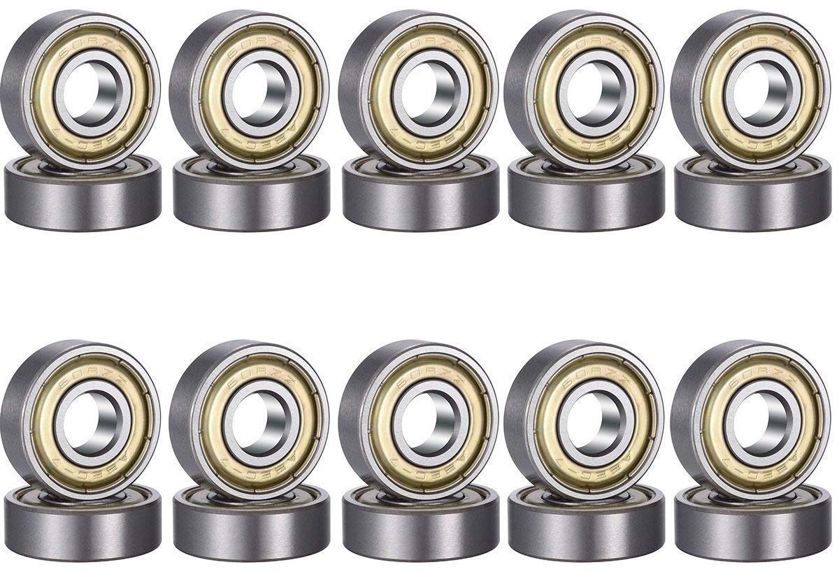 Pack of 20 608 ZZ Metal Ball Bearings, 608zz Double Shielded Miniature for Skateboard, Black, for Skates, Skateboards - ShopVlot Skateonderdeel kopen online