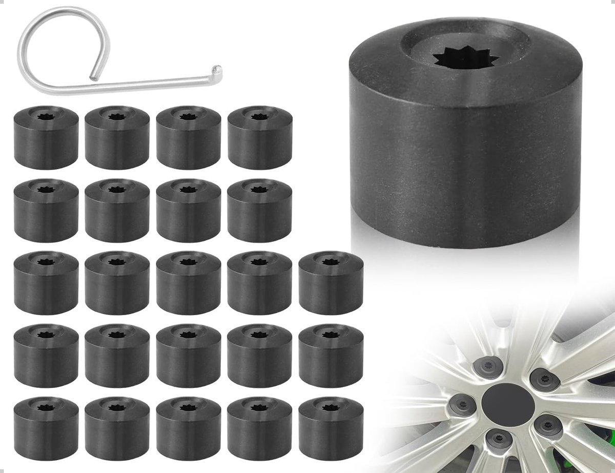 pack of 24 wheel bolt caps universal hex tire nuts dustproof screw covers car wheel caps with removal tool black shopvlot