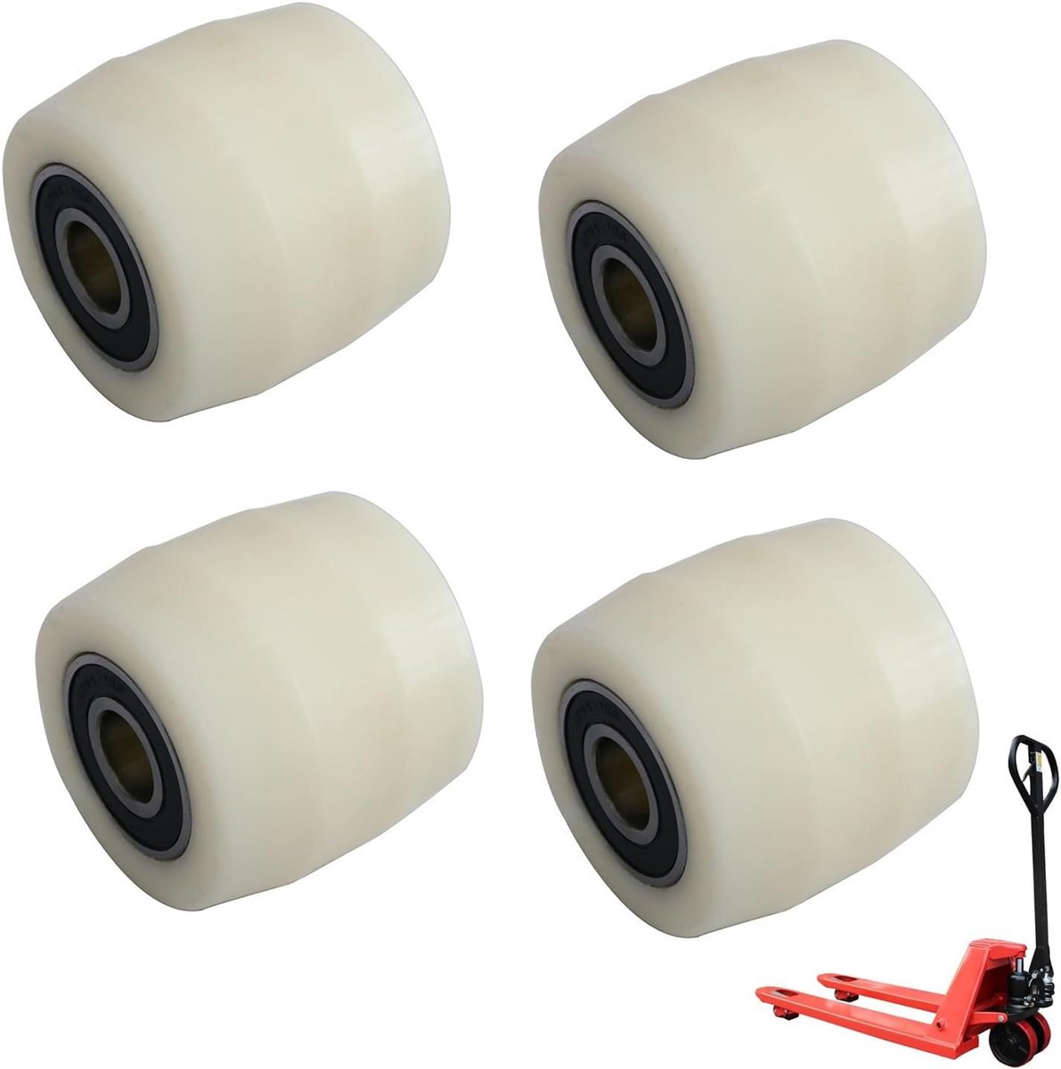 Pack of 4 Nylon Forklift Wheels 80 x 70 mm with Ball Bearings for Pallet Trucks, Transport Trucks - ShopVlot Skateonderdeel kopen online