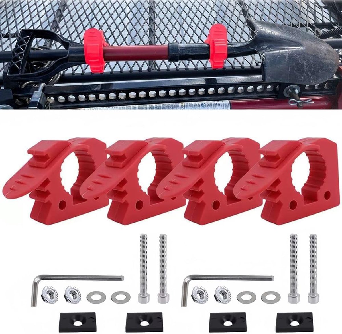 Pack of 4 Rubber Clamp Holders, Quick Release Rubber Clamps for Tools, Diameter 3-4 cm, Suitable for Trucks, UTV, ATV - ShopVlot Skateonderdeel kopen online