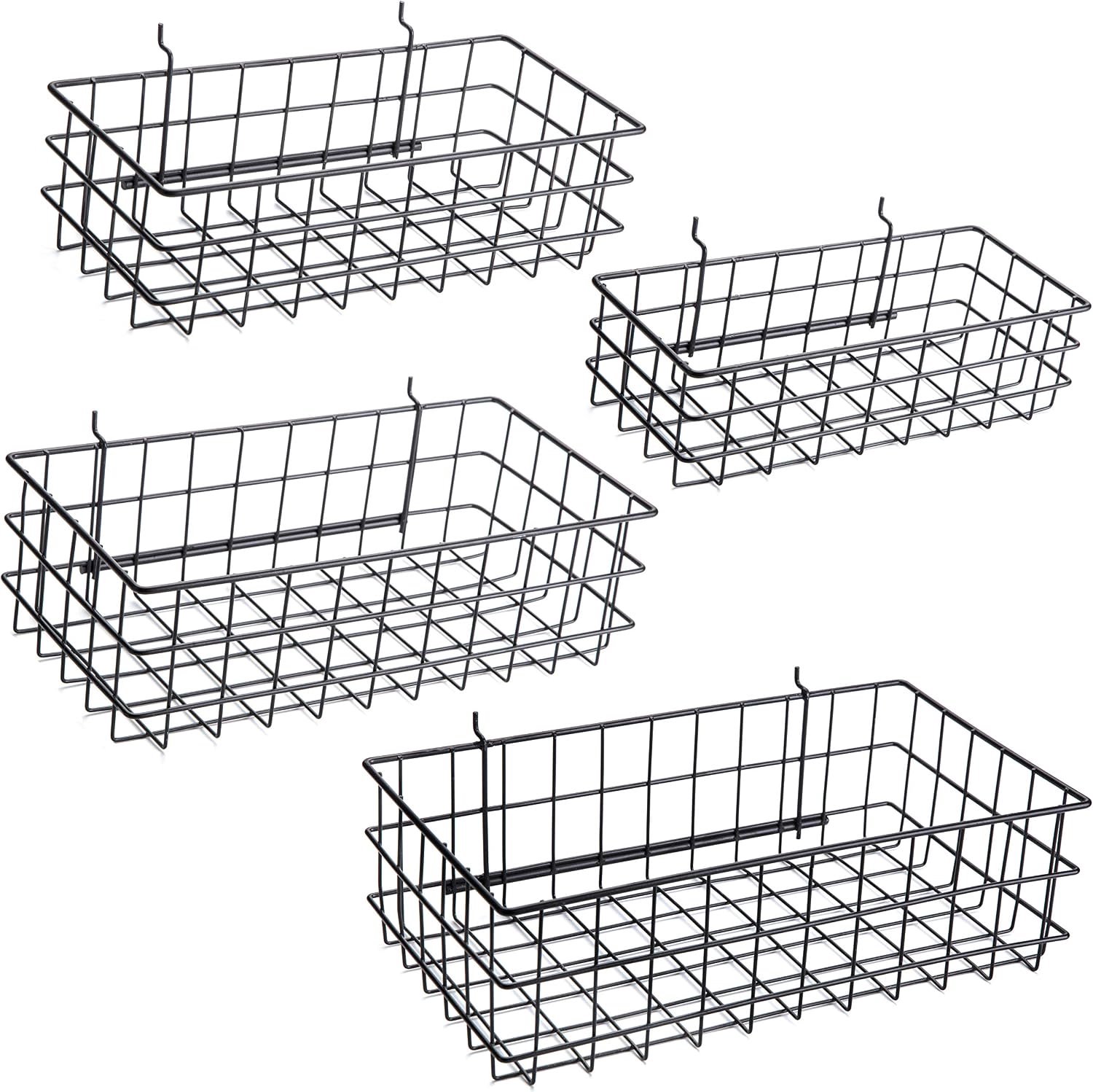 pegboard manden set van 4 zwart haken aan elk pegboard pegboard accessoires vierkante stijl draad plank manden organiseer gereedschap werkbank garage opslag muur organizer bijlagen