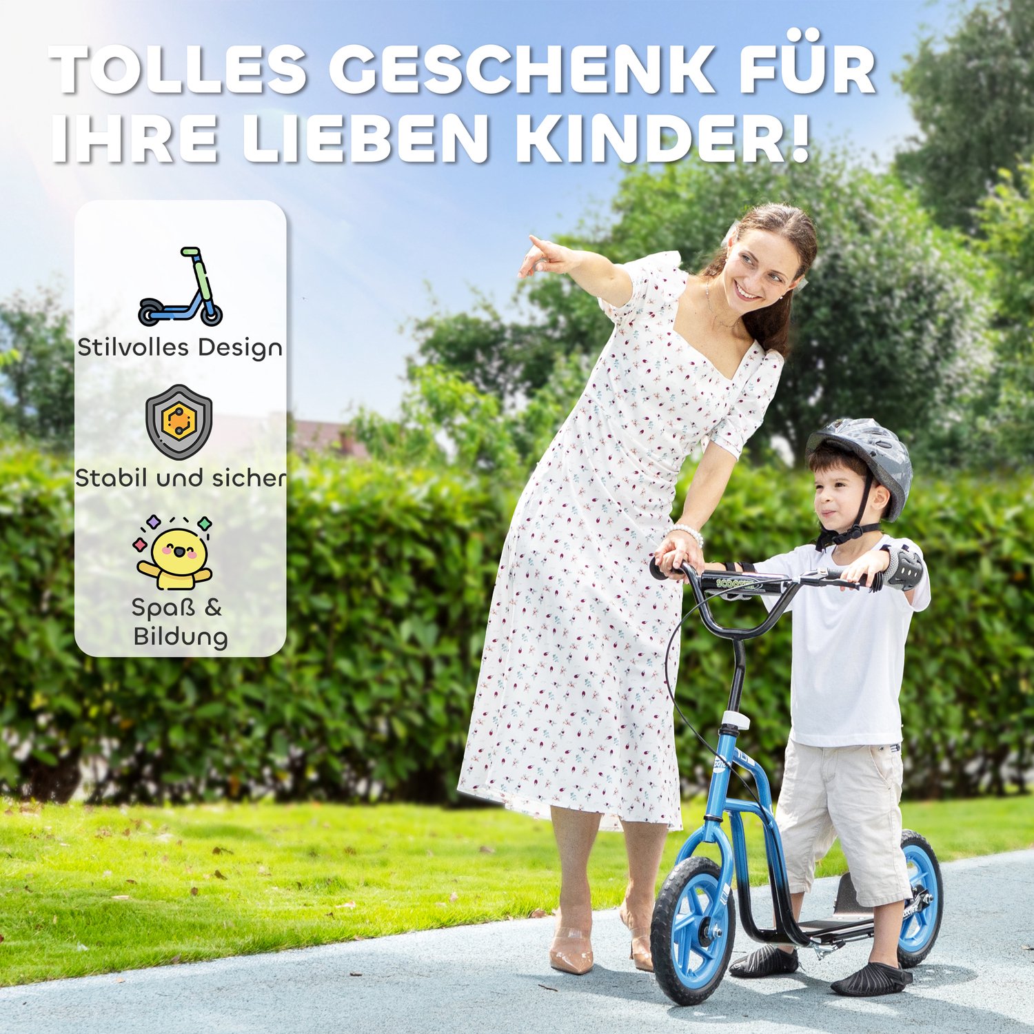 Playon Kinderstep - Met handrem en standaard - Met in hoogte verstelbaar stuur - 115 x 50 x 80-88 cm - Blauw/Zwart Step kopen online