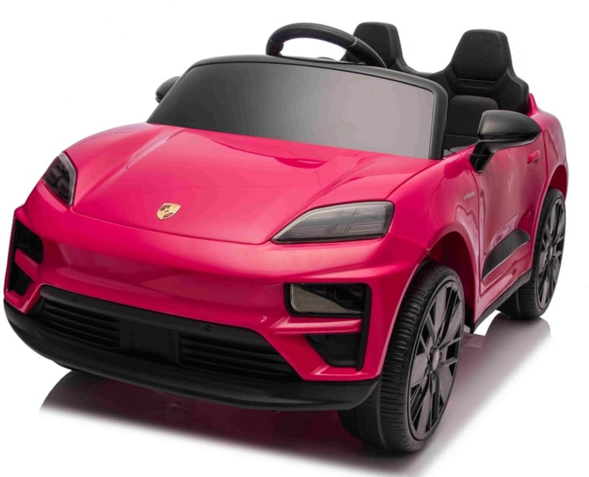 Porsche Macan Turbo elektrische kinderauto roze 12V - full options - licentie auto - met afstandsbediening, BlueTooth, muziek, verlichting en openslaande deuren - kinderauto 12V roze Speelgoedaccuvoertuig kopen online