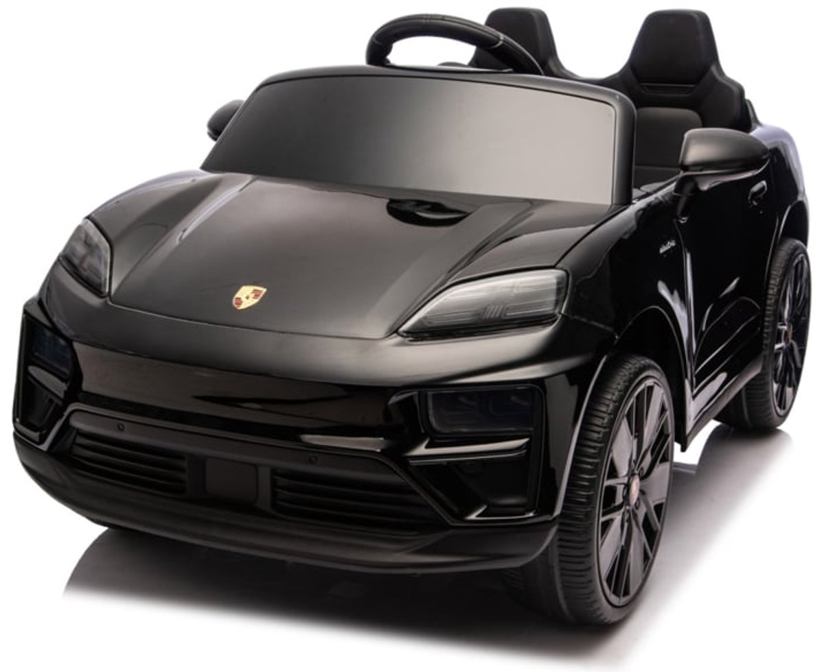 porsche macan turbo elektrische kinderauto zwart paint 12v full options licentie auto met afstandsbediening bluetooth muziek verlichting en openslaande deuren kinderauto 12v