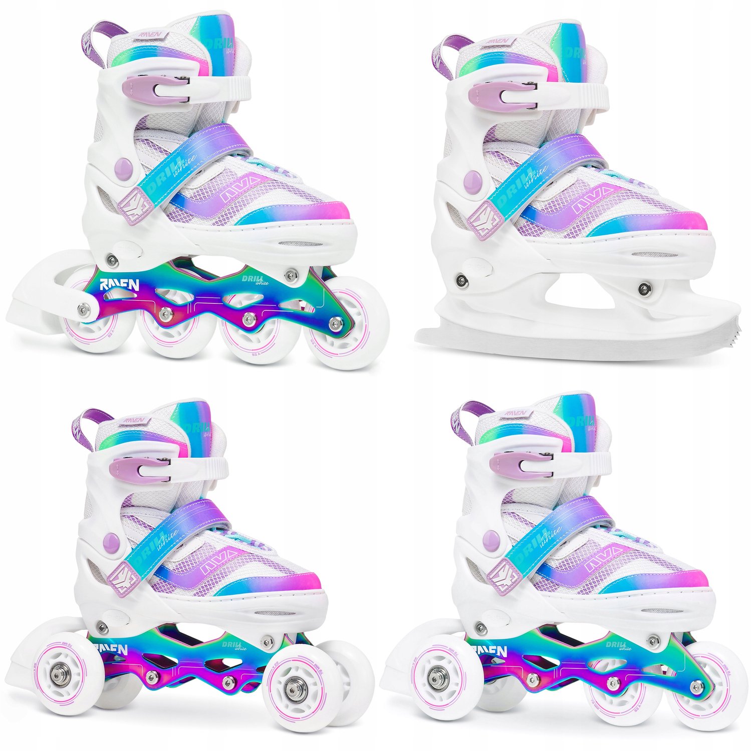 Raven Drill 4-in-1 Skates/Ice Skates White/Neo Chrome 30-33 Rolschaatsen kopen online