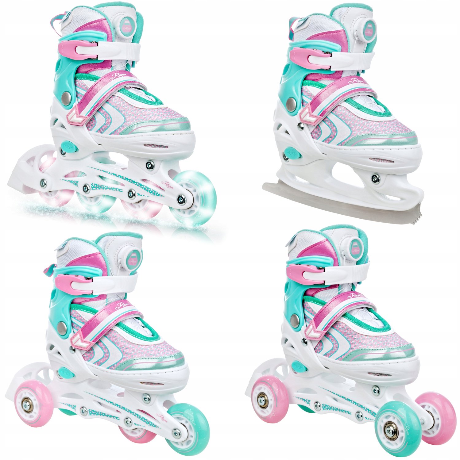 RAVEN Lia PLUS 4-in-1 Kinder Skates/Schoenen, Maat 27-30, LED Wielen Rolschaatsen kopen online