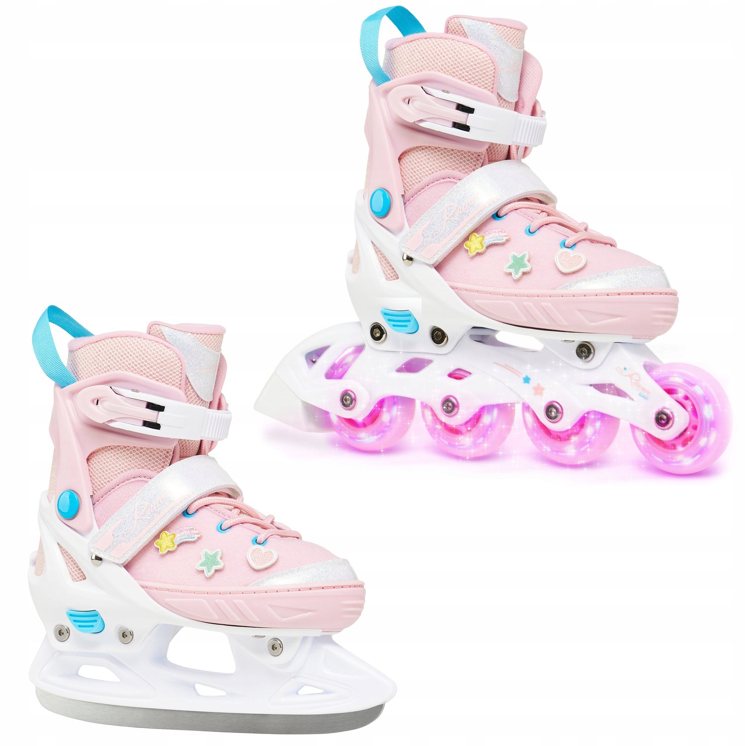 raven lilly 2 in 1 schaatsrolschaatsen maat 28 32 met led wielen