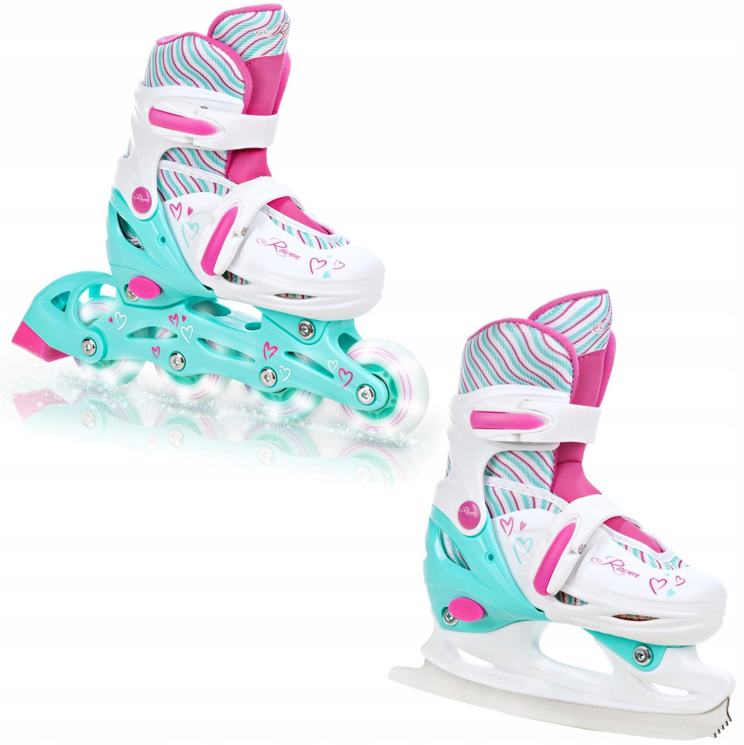 Raven Loret 2-in-1 Schaatsen & Skates Maat 30-33 LED Wielen Rolschaatsen kopen online