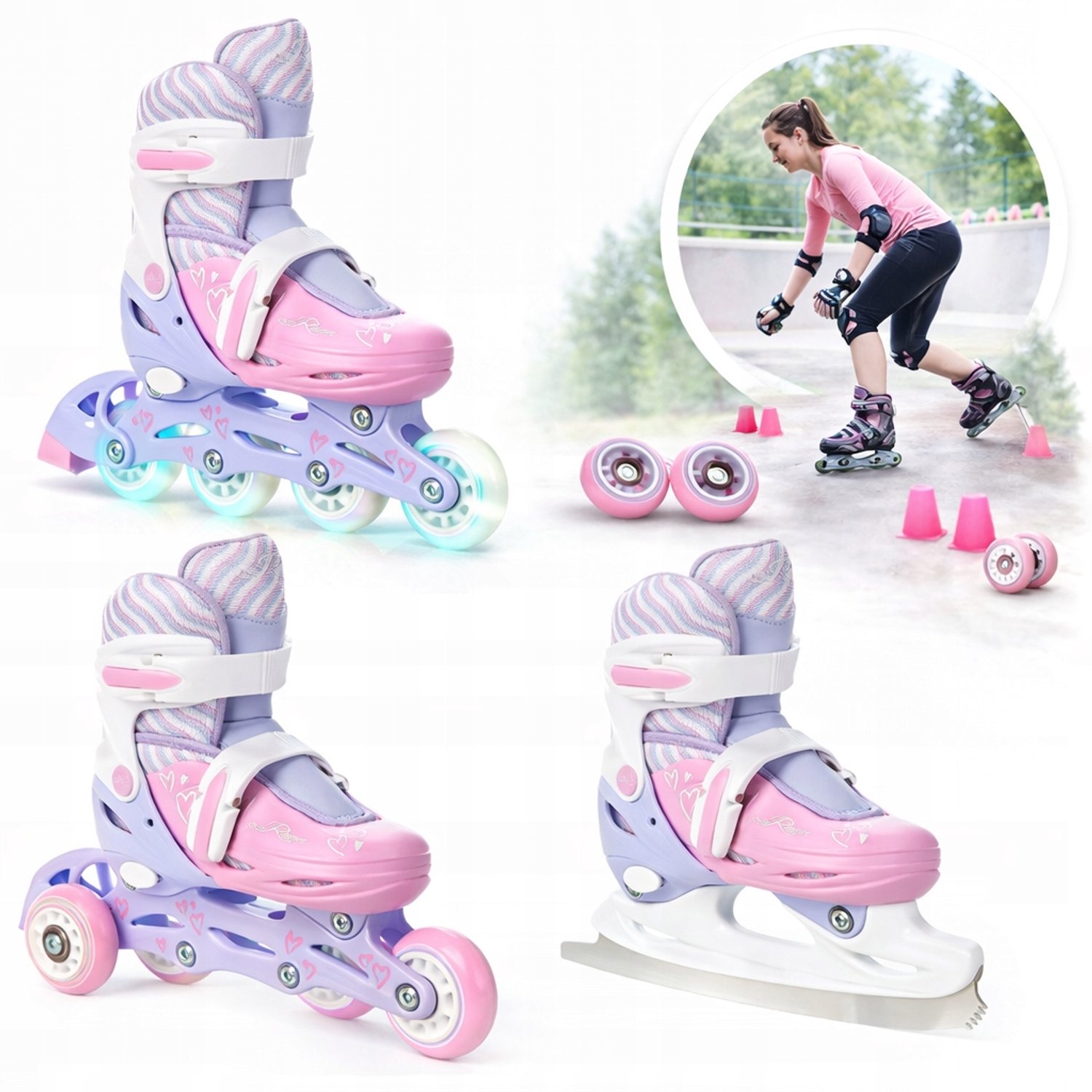 raven loret 4 in 1 kinder skates schoenen maat 27 30 led wielen