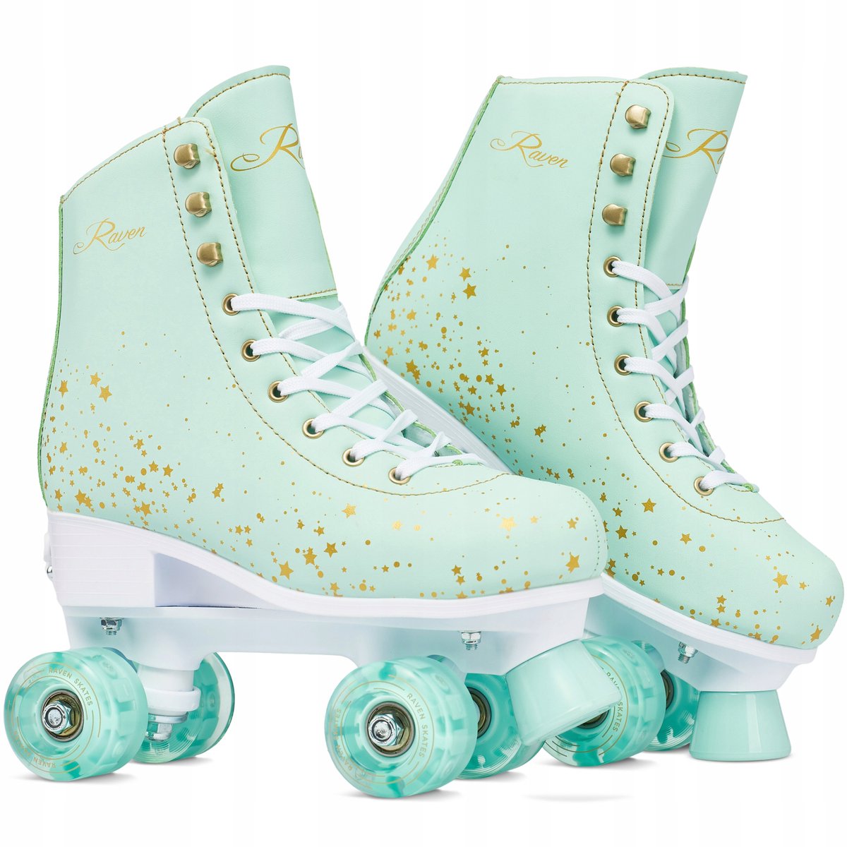 raven noa mint retro skates verstelbaar maat 35 38 met led wielen
