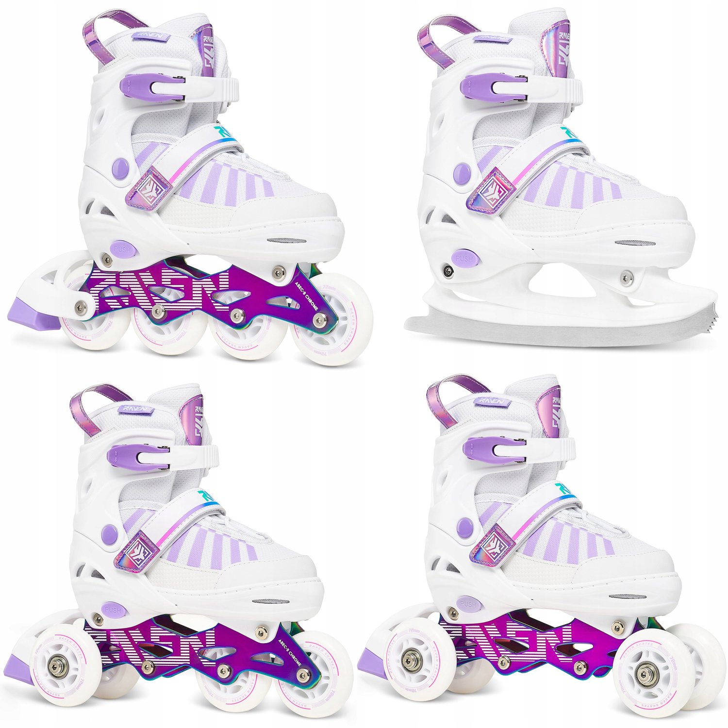 raven oxen 4 in 1 inline skates schoenen wit neo chrome maat 30 33