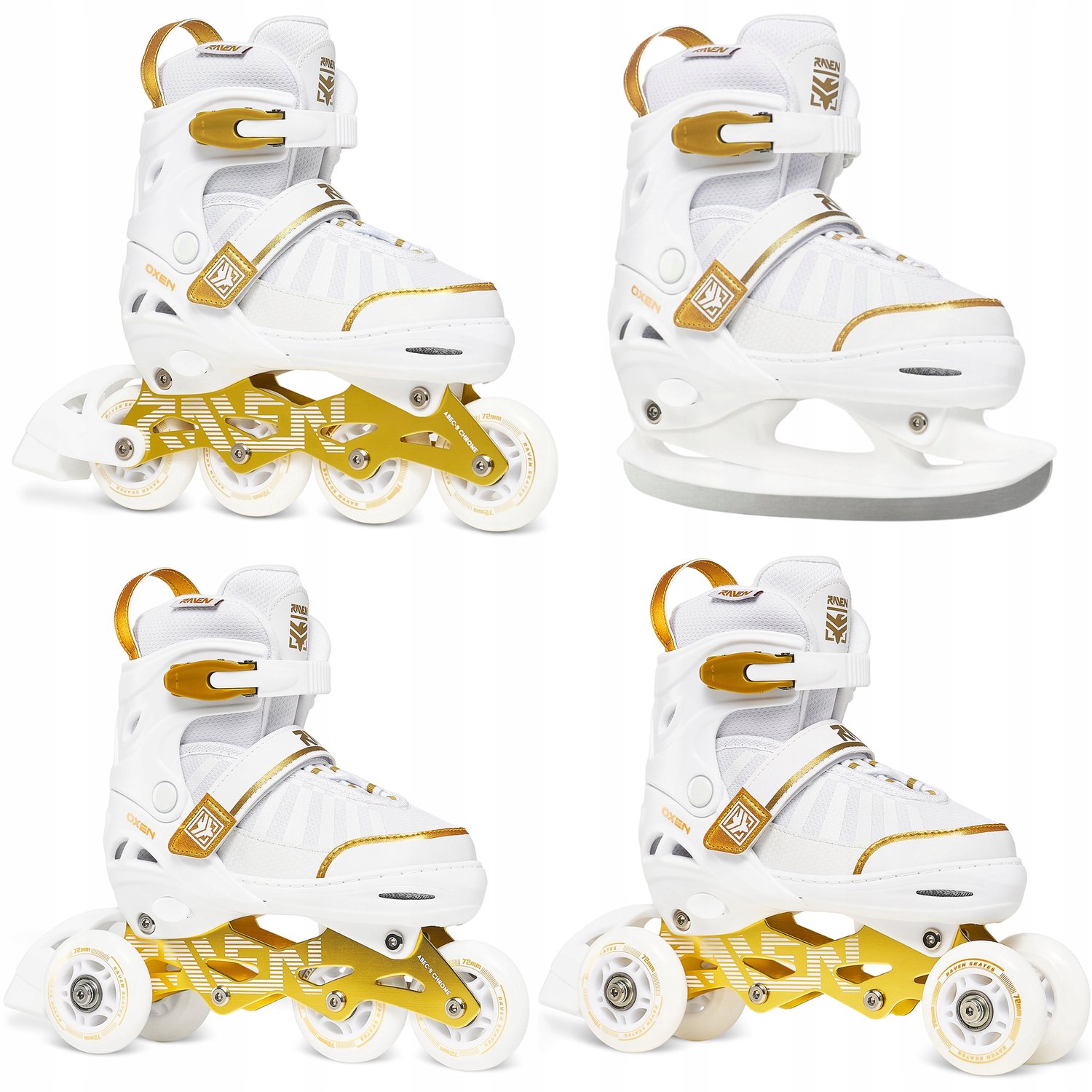 raven oxen 4 in 1 skates schoenen wit goud maat 38 42