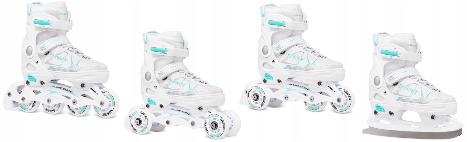 raven spirit 4 in 1 schaatsen skeelers wit mint maat 33 36