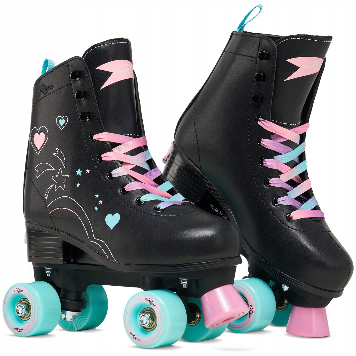 RAVEN Zana Retro Skates - Verstelbaar Maat 39-42 - Zwart Rolschaatsen kopen online