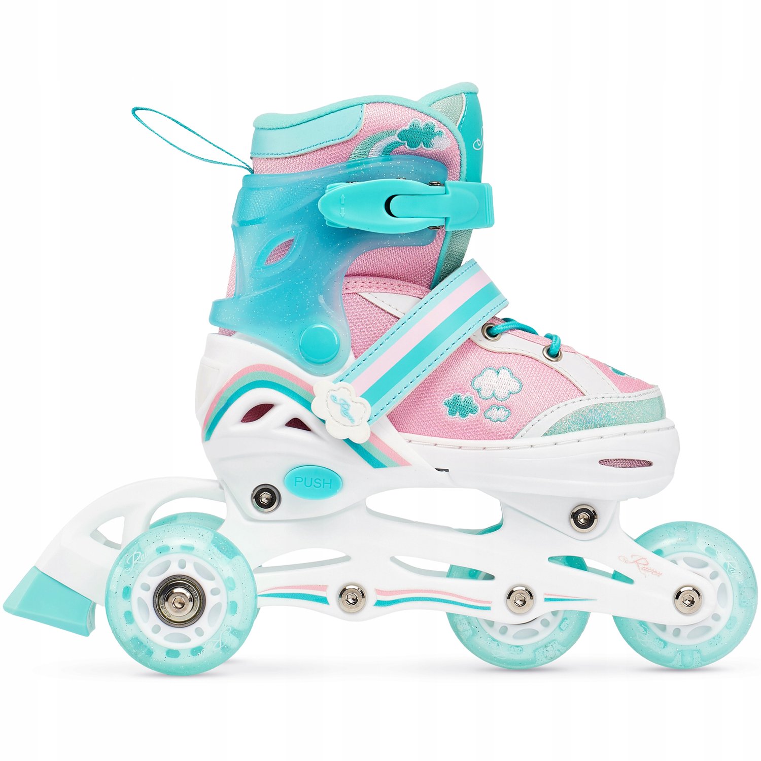 raven zoya 3 in 1 inline skates rollerskates mint maat 30 33 led
