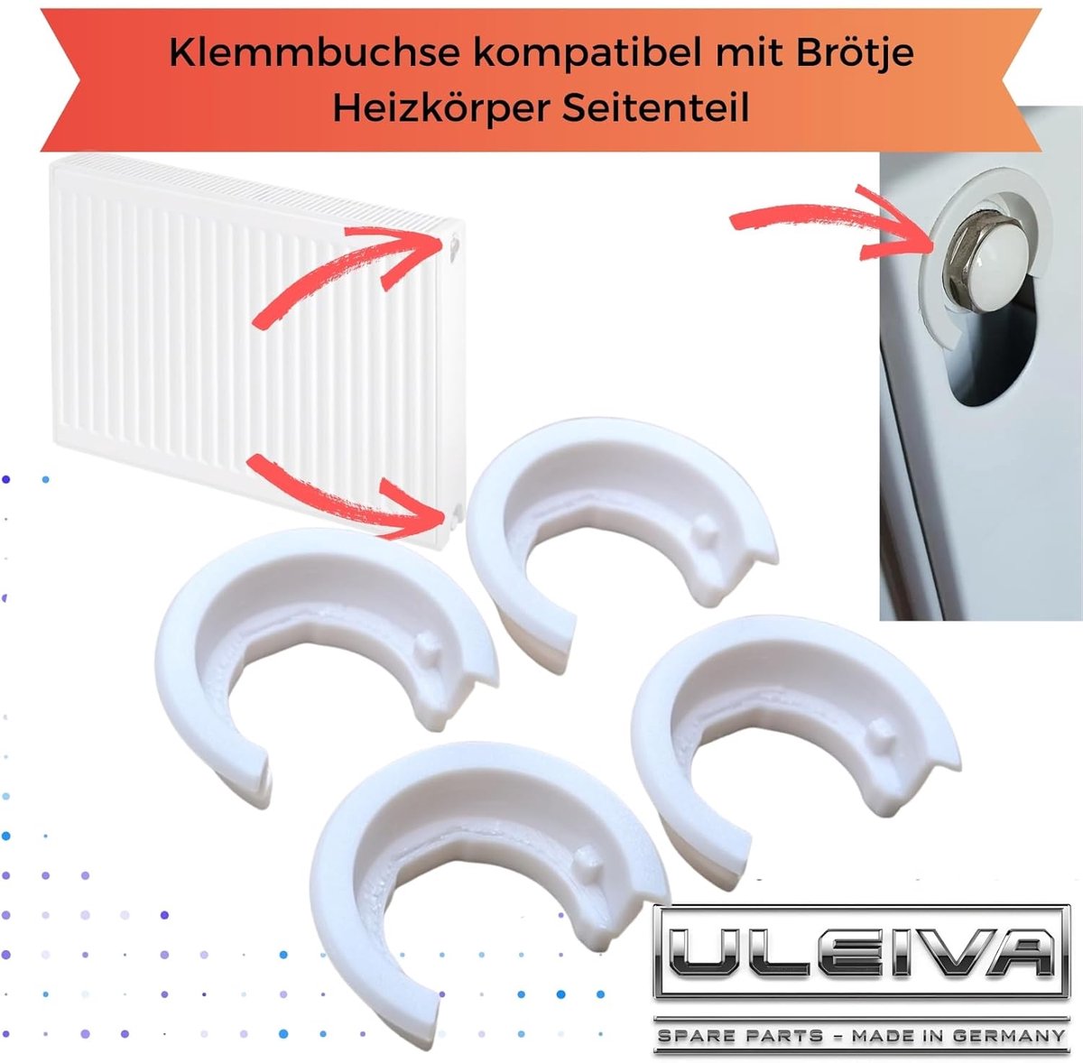 Replacement Clamp Bushing, Pack of 4, White, Compatible with Brötje 562454, Radiator Side Cladding - ShopVlot Buitenspeelvoertuigaccessoire kopen online