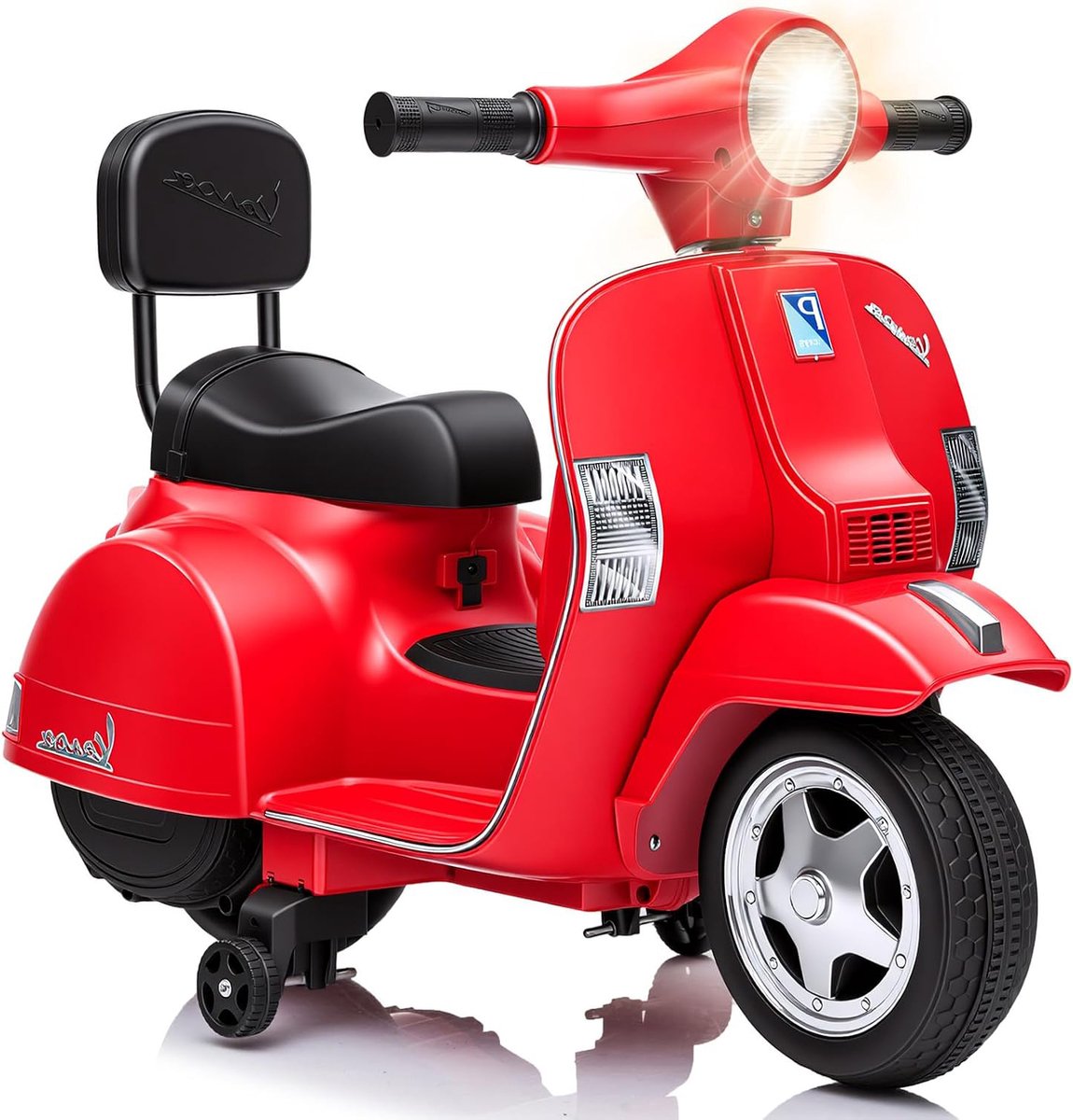 Retro Scootertje voor Kinderen - Elektrisch met Licht en Muziek, Cadeau voor 3-6 jaar - Rood Speelgoedaccuvoertuig kopen online