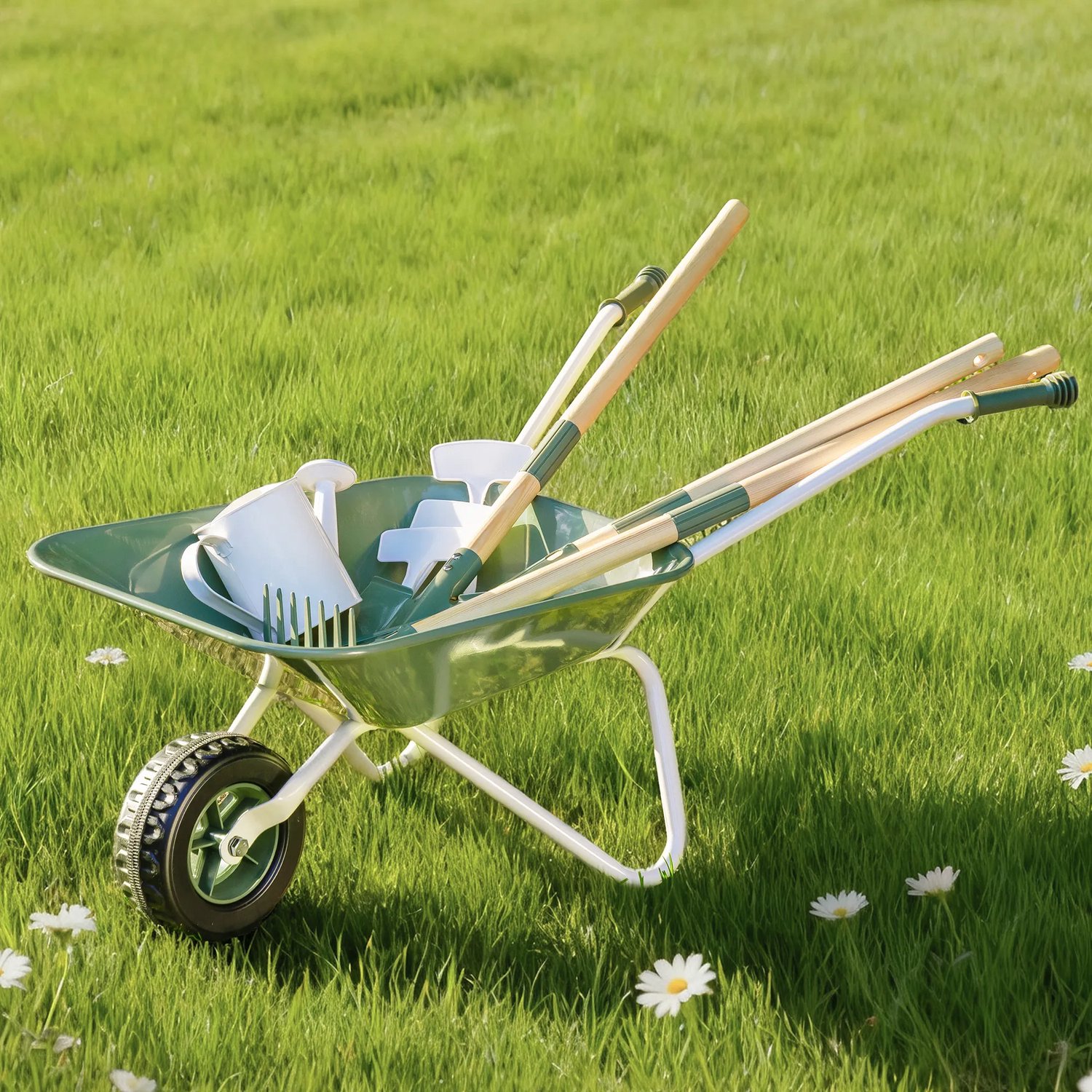 robud kinderkruiwagen met tuingereedschap set houten speelgoedkruiwagen voor kinderen