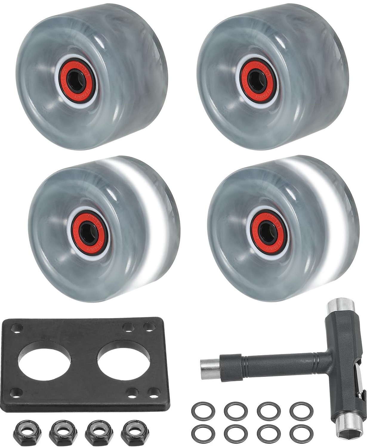 roller skate wielen set 65mm met lagertjes en gereedschap