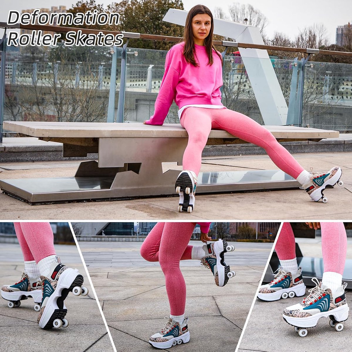 Rolschaatsen, schoenen met wieltjes, skateschoenen, inline skates, verstelbare damesschoenen met wieltjes, voor meisjes Rolschaatsen kopen online