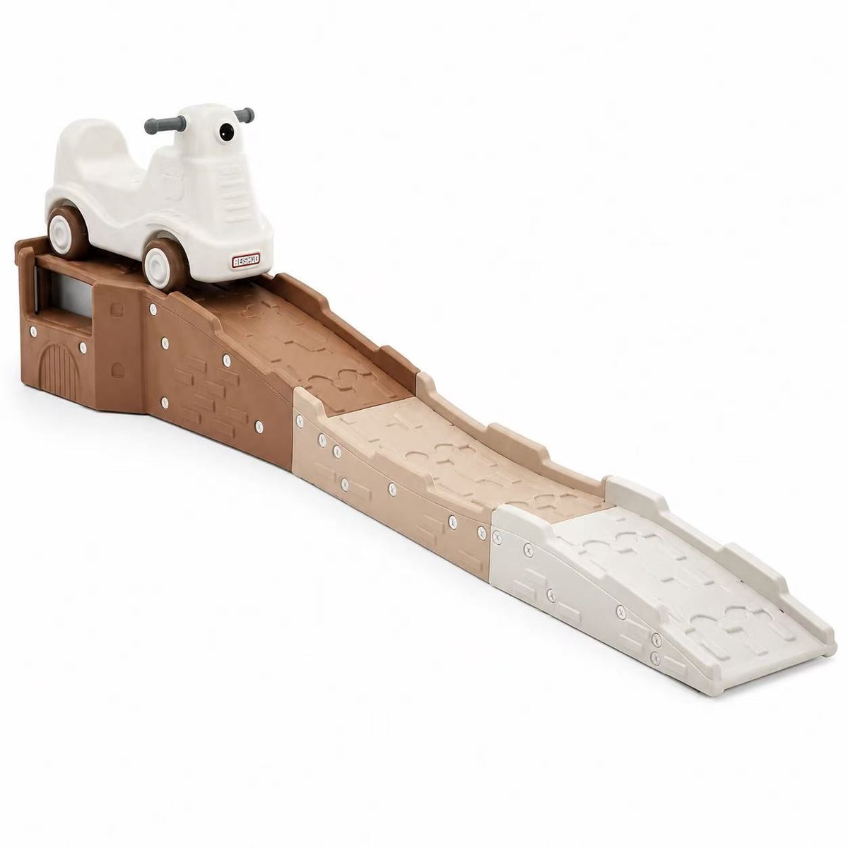 Russle Kunststof Baan met Loopwagen - Bruin Loopauto kopen online
