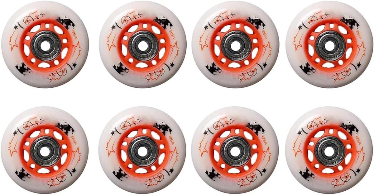 schoenwielen set skeelerwielen vervanging vloeiend skaten hoge veerkracht pu 8 stuks 70mm oranje