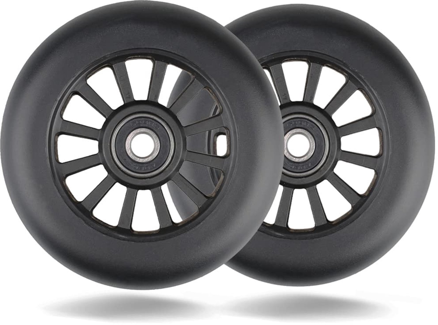 scooterwielen 100mm 2 stuks met abec 9 lagers zwart