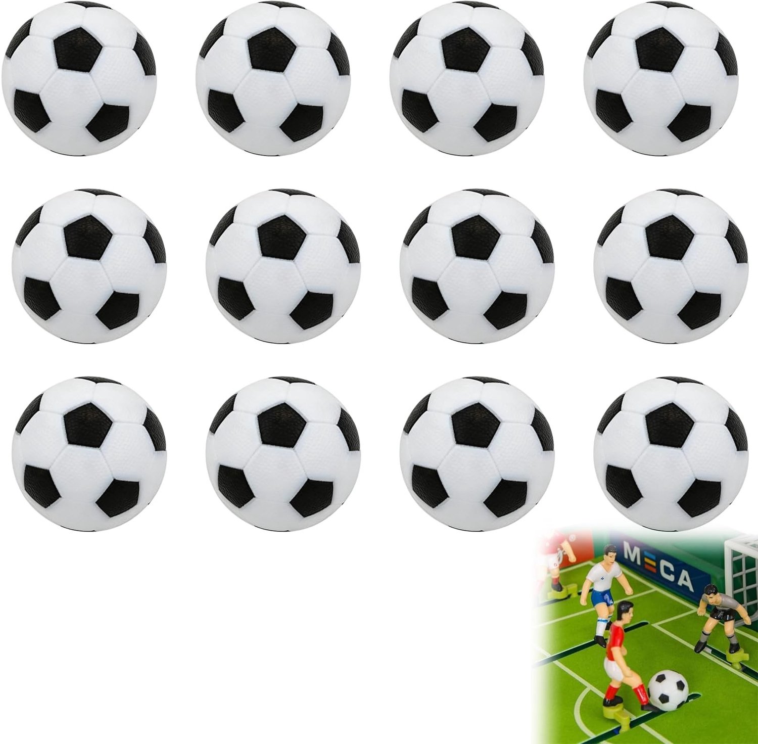 set van 12 tafelvoetbalballen van hars 23mm