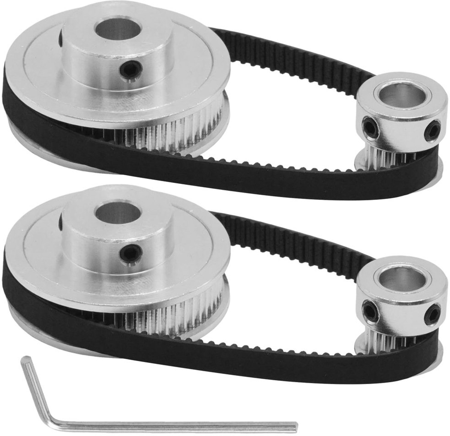 set van 2 gt2 synchronous wheels met timing belt