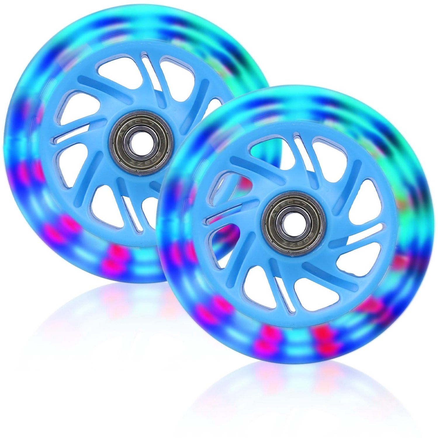 set van 2 led wielen 100 mm voor scooter