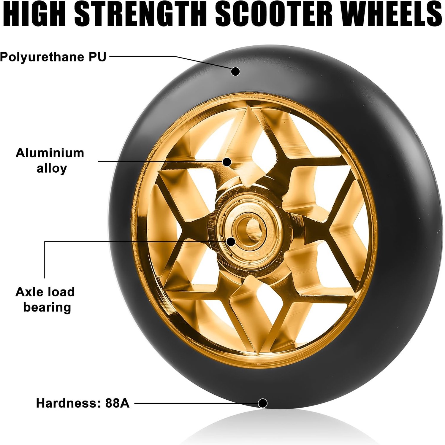 set van 2 stunt scooter wielen 110mm met abec 9 lager