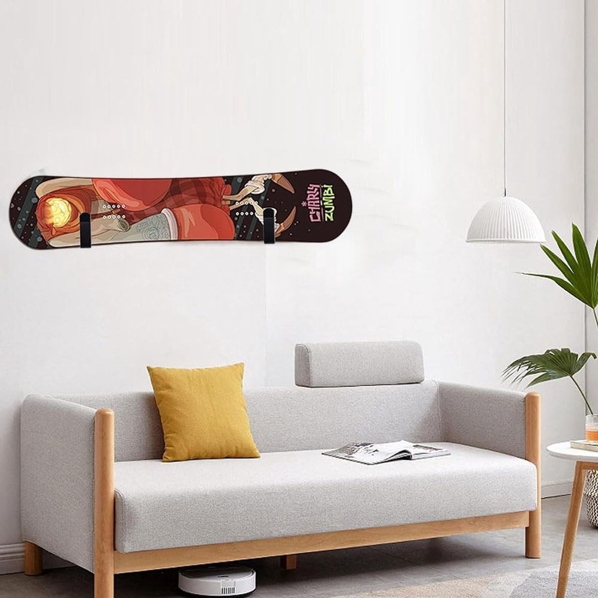 set van 4 horizontale wandbeugels voor snowboard skiboard en longboard stevige metalen bevestiging met schroeven wit zwart