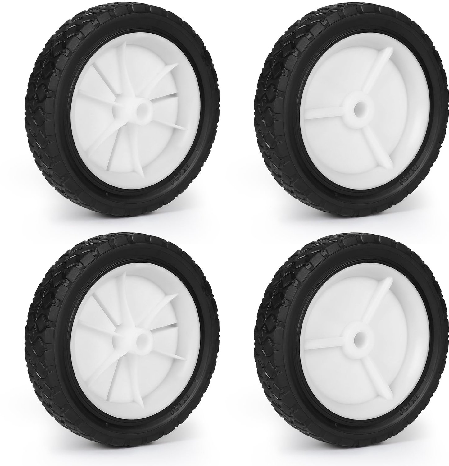 set van 4 rubber wielen 175mm voor tuinmachines