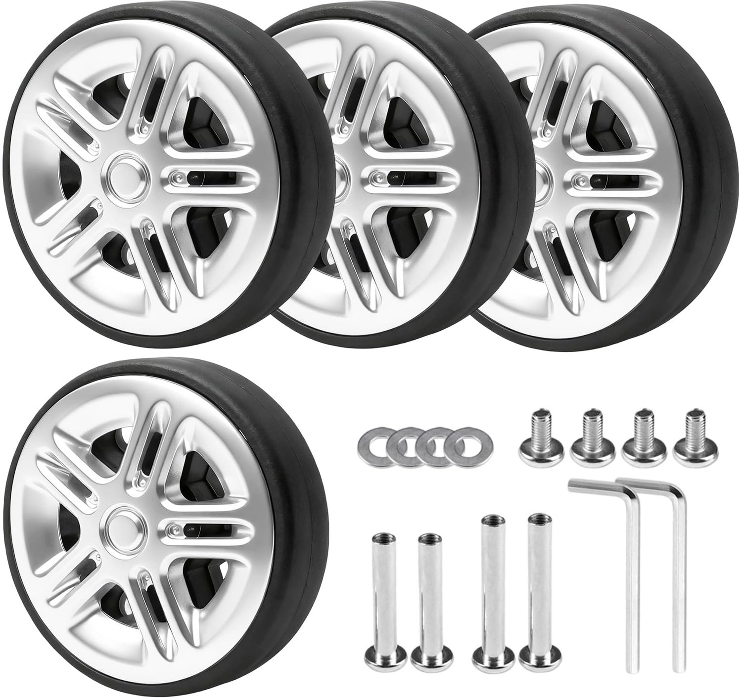 set van 4 vervangwielen voor koffer universele pu rubber wielen