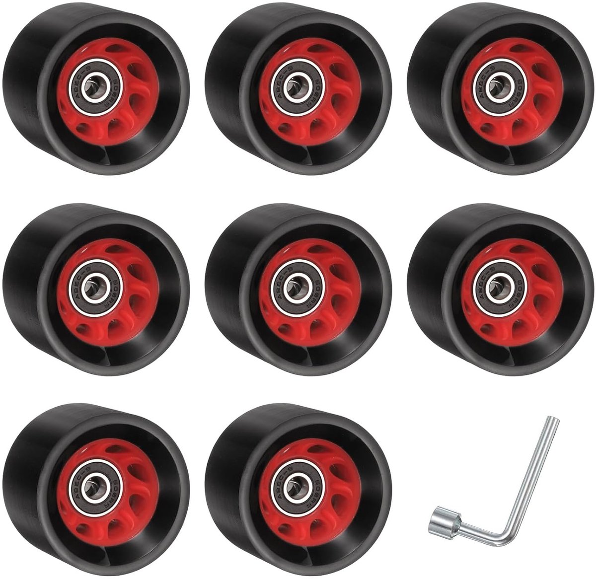 sets vierwielige katrollen met lagers 58 mm x 39 mm 95a zwart en rood